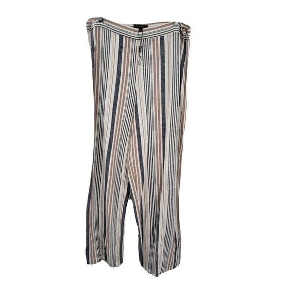 For Cynthia Rowley striped linen pants womens size medium wide side split leg - Picture 1 of 10